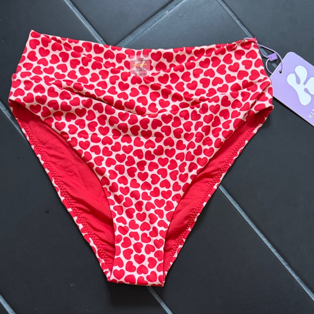Kitty and Vibe High Hip Crossover Bikini Bottoms in “Brooke”